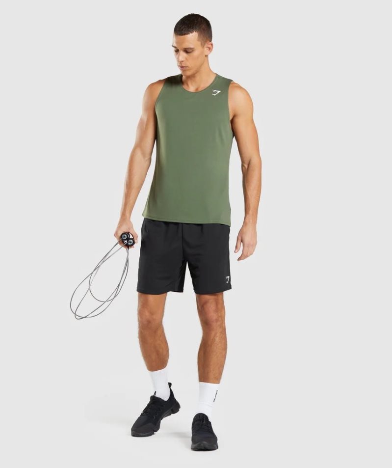 Men's Gymshark Arrival Tanks Olive | CA 31D7N8